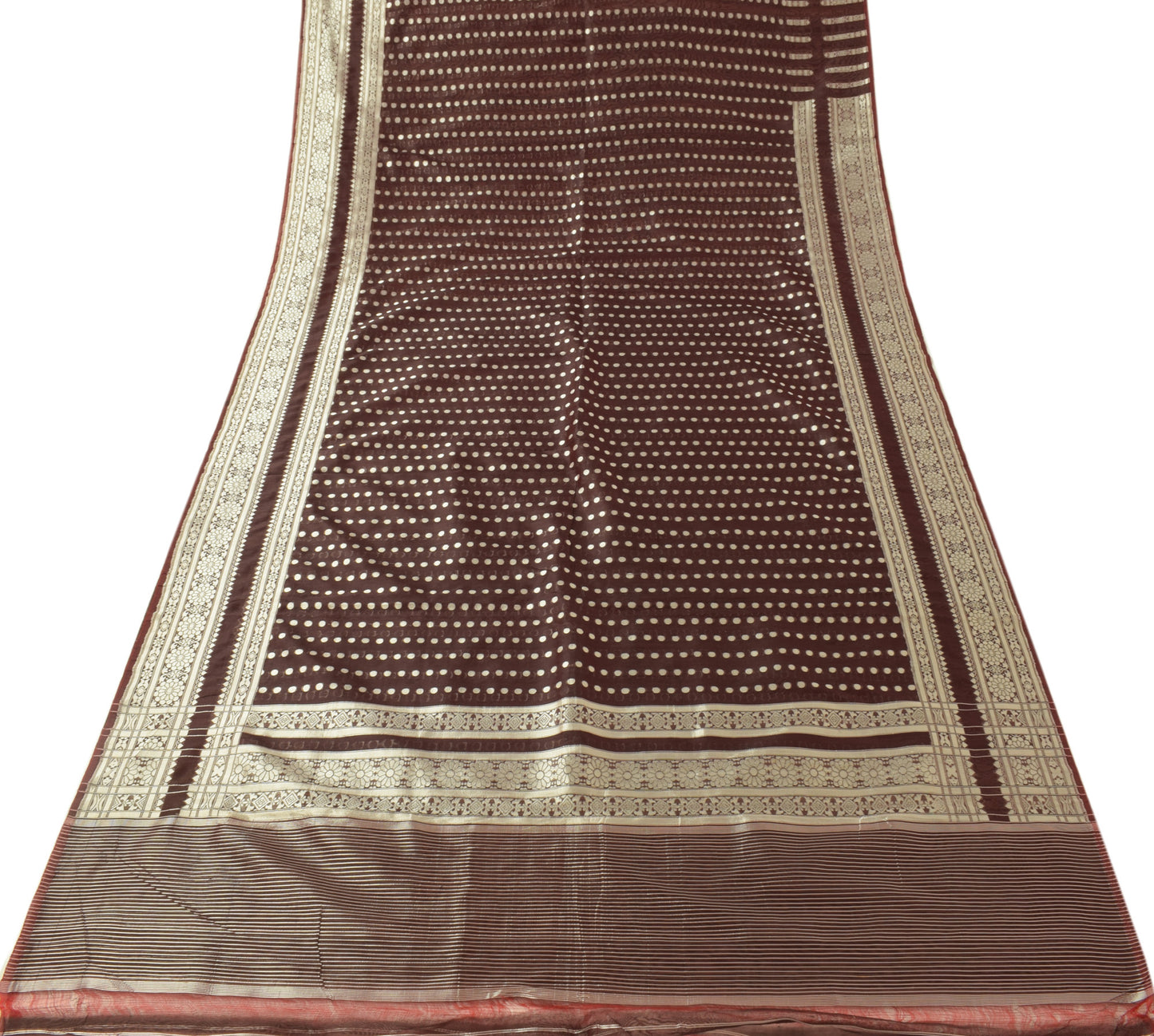 Sushila Vintage Burgundy Saree Silk Blend Banarasi Brocade Zari Woven Fabric
