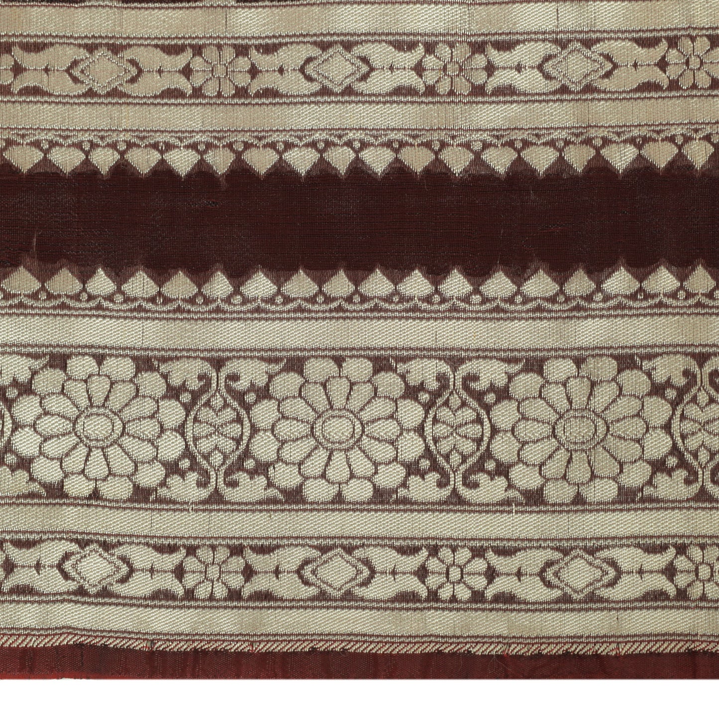 Sushila Vintage Burgundy Saree Silk Blend Banarasi Brocade Zari Woven Fabric