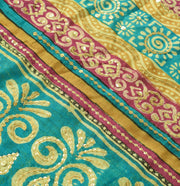 Sushila Vintage Cream Saree 100% Pure Silk Printed Sequins Embroidered 5Y Fabric