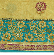 Sushila Vintage Cream Saree 100% Pure Silk Printed Sequins Embroidered 5Y Fabric