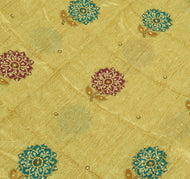Sushila Vintage Cream Saree 100% Pure Silk Printed Sequins Embroidered 5Y Fabric