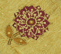 Sushila Vintage Cream Saree 100% Pure Silk Printed Sequins Embroidered 5Y Fabric