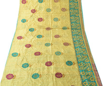 Sushila Vintage Cream Saree 100% Pure Silk Printed Sequins Embroidered 5Y Fabric