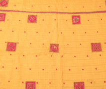 Sushila Vintage Peach Saree 100% Pure Silk Zari Woven Patch Work Beaded Fabric