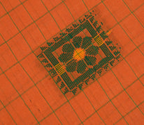 Sushila Vintage Orange Saree 100% Pure Cotton Woven Floral Sari Craft Fabric