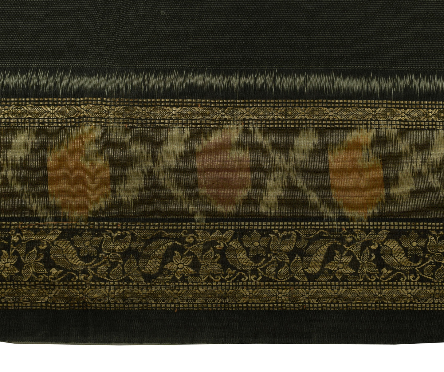 Sushila Vintage Black Saree 100% Pure Silk Woven Zari Sari 5 Yard Craft Fabric