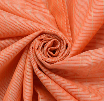 Sushila Vintage Peach Indian Saree 100% Pure Cotton Woven Super Net Sari Fabric