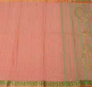 Sushila Vintage Peach Indian Saree 100% Pure Cotton Woven Super Net Sari Fabric