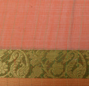 Sushila Vintage Peach Indian Saree 100% Pure Cotton Woven Super Net Sari Fabric