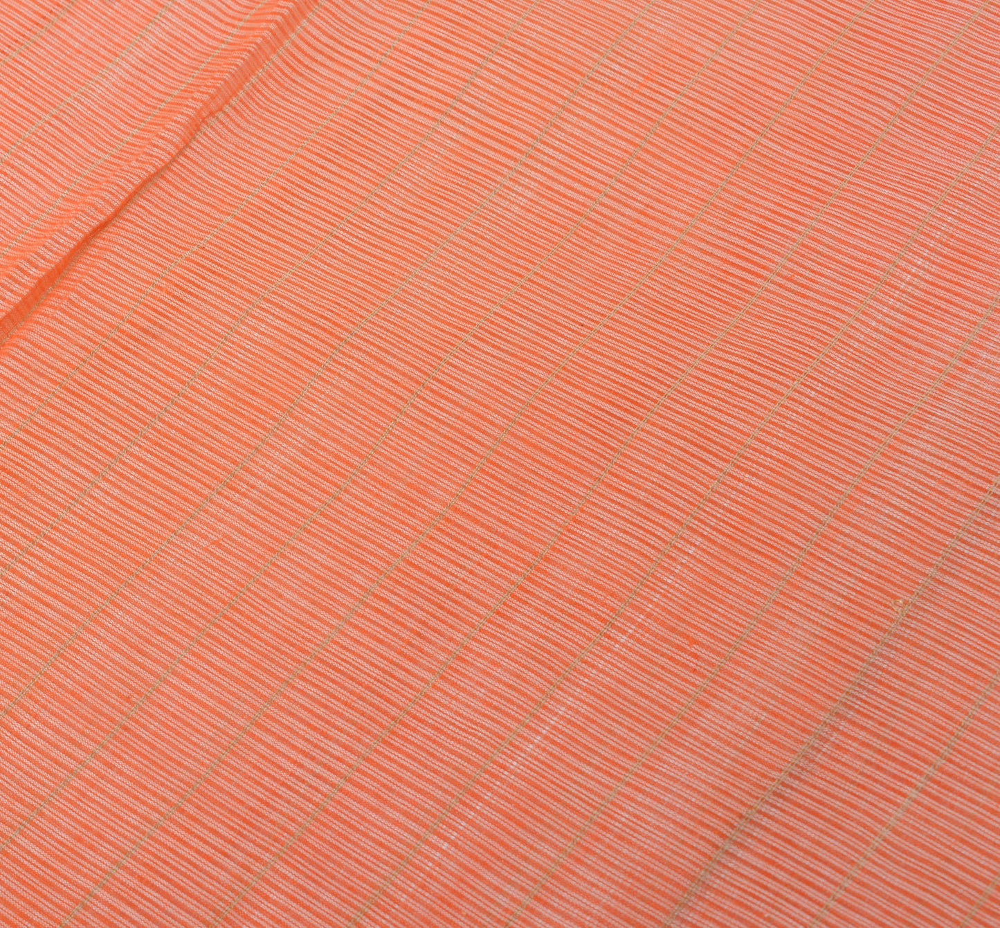Sushila Vintage Peach Saree Pure Cotton Woven with Green Zari Border Sari Fabric