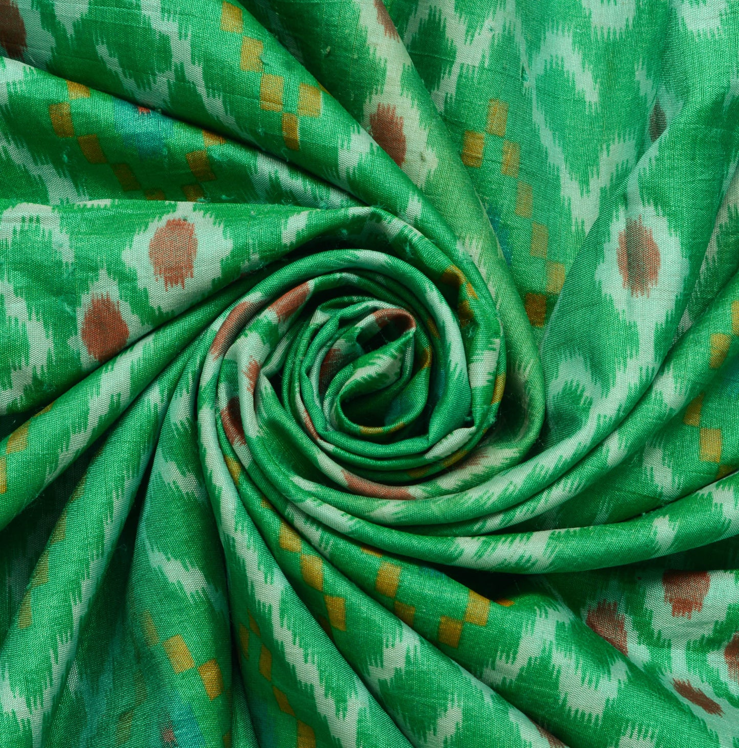 Sushila Vintage Green Saree Blend Silk Printed Ikkat Patola Sari Craft Fabric