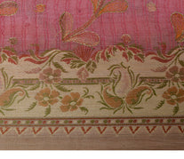 Sushila Vintage Peach Indian Saree Pure Silk Woven Embroidered Sari Fabric