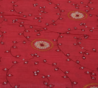 Sushila Vintage Red Indian Saree Pure Silk Beaded Embroidered Floral Sari Fabric