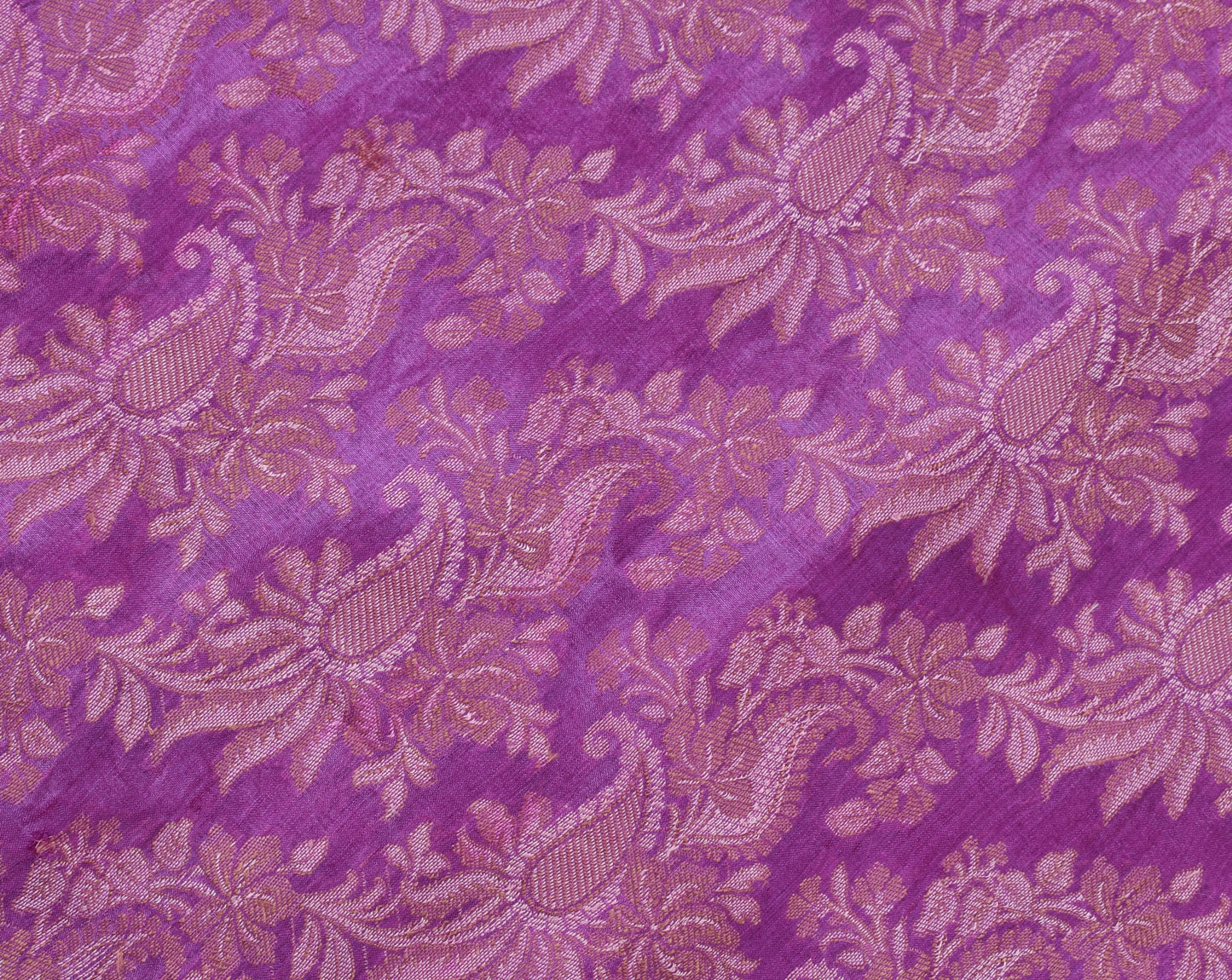 Sushila Vintage Magenta  Saree Pure Silk Woven Embroidered Floral Sari Fabric