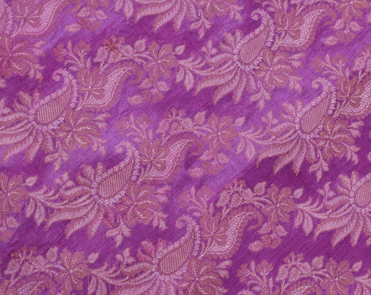 Sushila Vintage Magenta  Saree Pure Silk Woven Embroidered Floral Sari Fabric