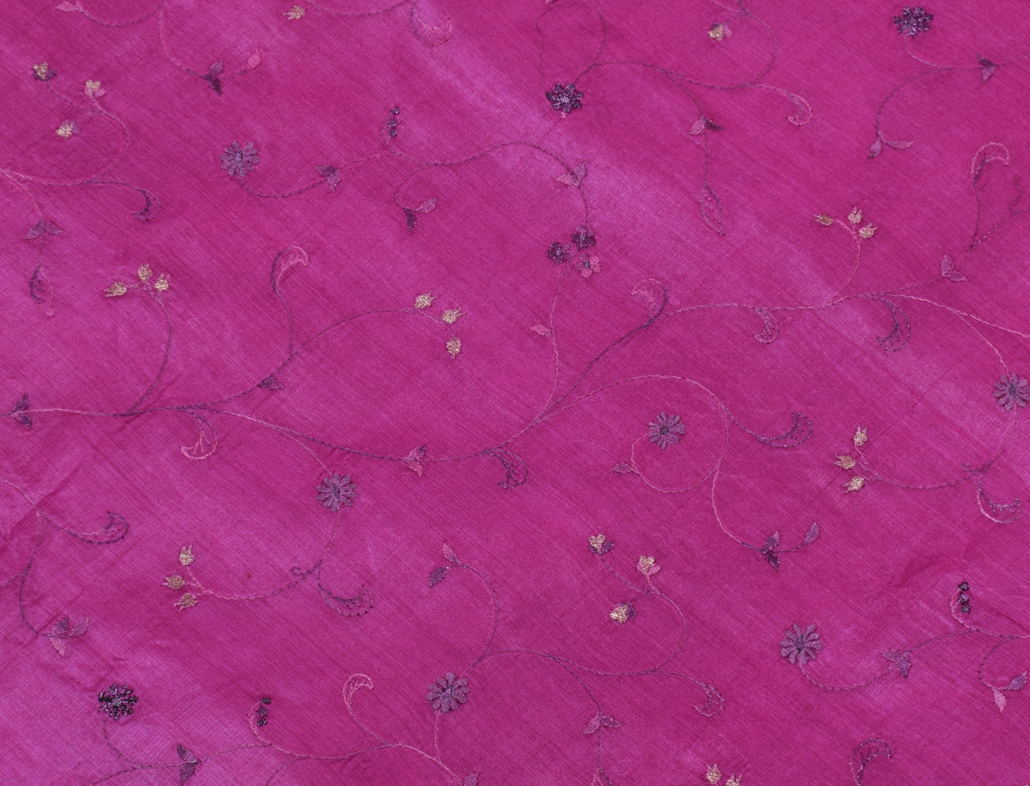Sushila Vintage Magenta  Saree Pure Silk Woven Embroidered Floral Sari Fabric