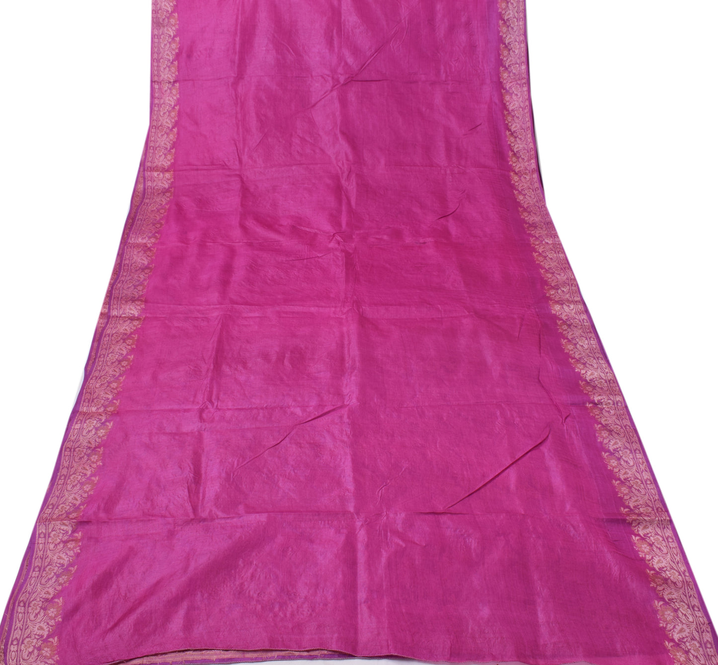 Sushila Vintage Magenta  Saree Pure Silk Woven Embroidered Floral Sari Fabric