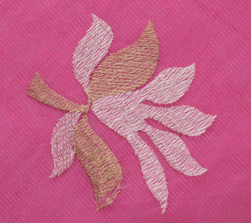 Sushila Vintage Pink Indian Saree Blend Cotton Embroidered Floral Sari Fabric