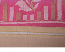 Sushila Vintage Pink Indian Saree Blend Cotton Embroidered Floral Sari Fabric