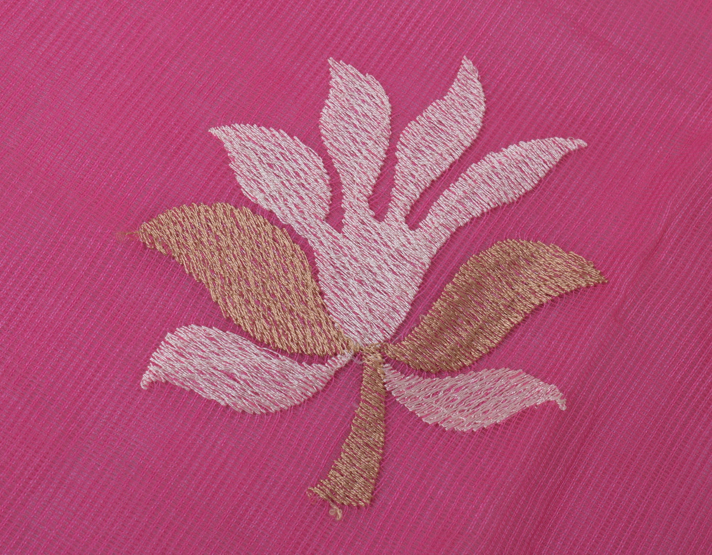 Sushila Vintage Pink Indian Saree Blend Cotton Embroidered Floral Sari Fabric