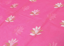 Sushila Vintage Pink Indian Saree Blend Cotton Embroidered Floral Sari Fabric