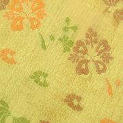 Sushila Vintage Cream Indian Saree Pure Silk Woven Floral Sari 5Y Craft Fabric