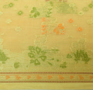 Sushila Vintage Cream Indian Saree Pure Silk Woven Floral Sari 5Y Craft Fabric