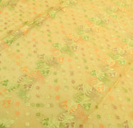 Sushila Vintage Cream Indian Saree Pure Silk Woven Floral Sari 5Y Craft Fabric