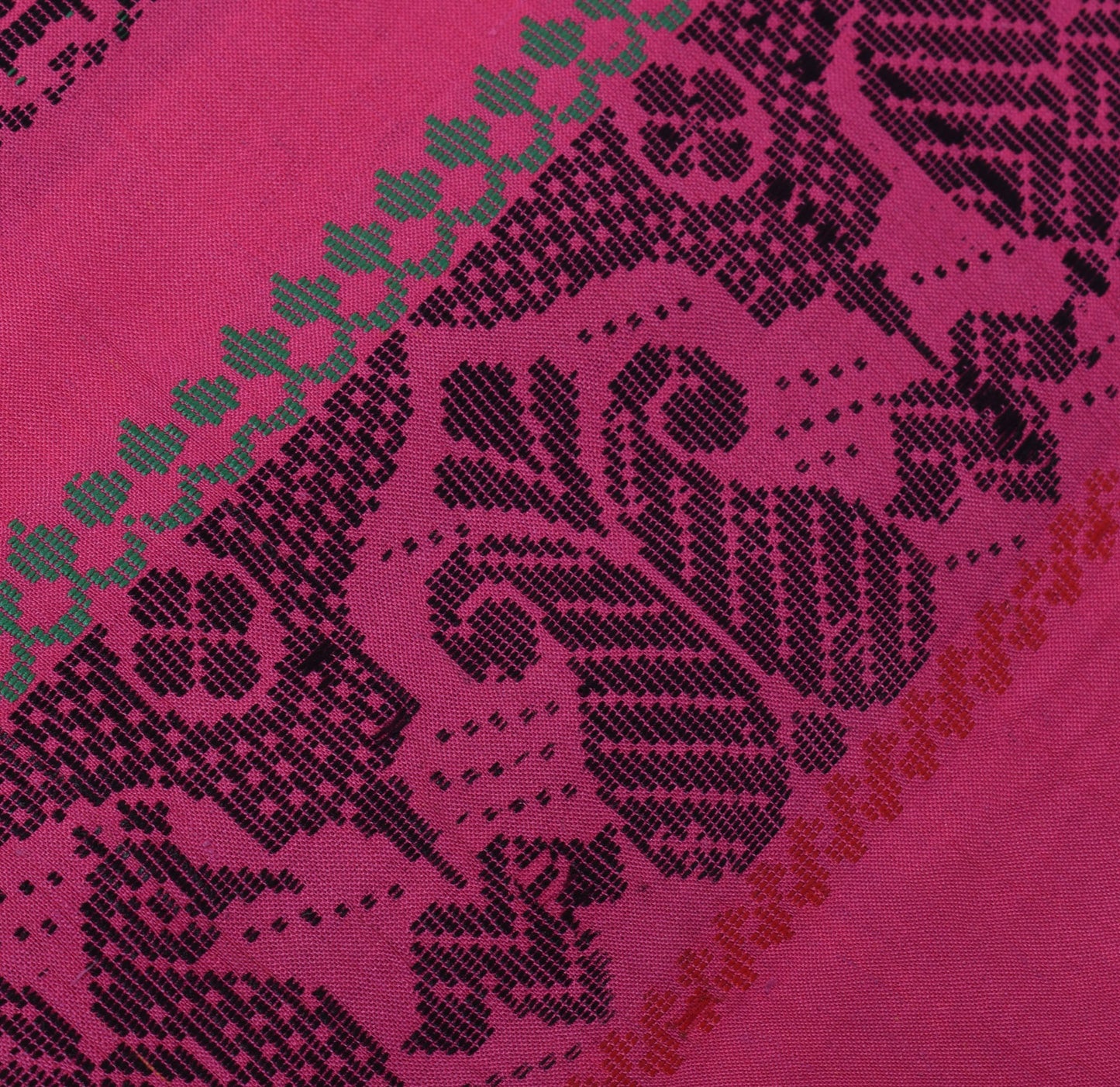 Sushila Vintage Orange Indian Saree Pure Cotton Woven Peacock Sari Craft Fabric