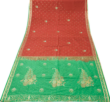 Sushila Vintage Maroon Indian Saree Pure Silk Zari Work Floral Sari Fabric