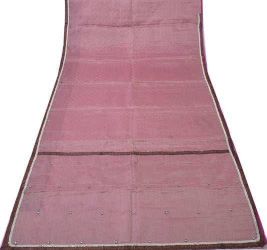 Sushila Vintage Mauve Saree Pure Glittery Silk Zardozi With Silver Border Sari