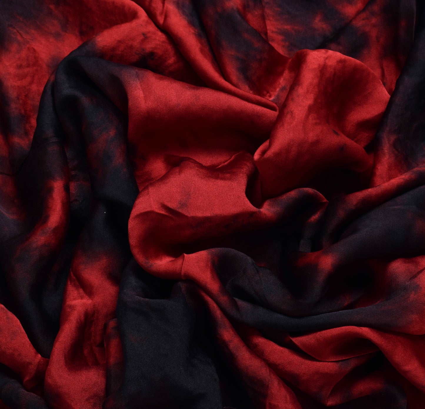 Sushila Vintage Maroon Tie-Dye Saree Pure Satin Hand Beaded HEAVY Sari Fabric