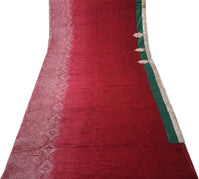 Sushila Vintage Maroon Sari Pure Georgette Silk Printed Beaded Border Fabric