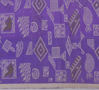Sushila Vintage Purple Saree 100% Pure Silk Woven Birds & Floral Sari Fabric