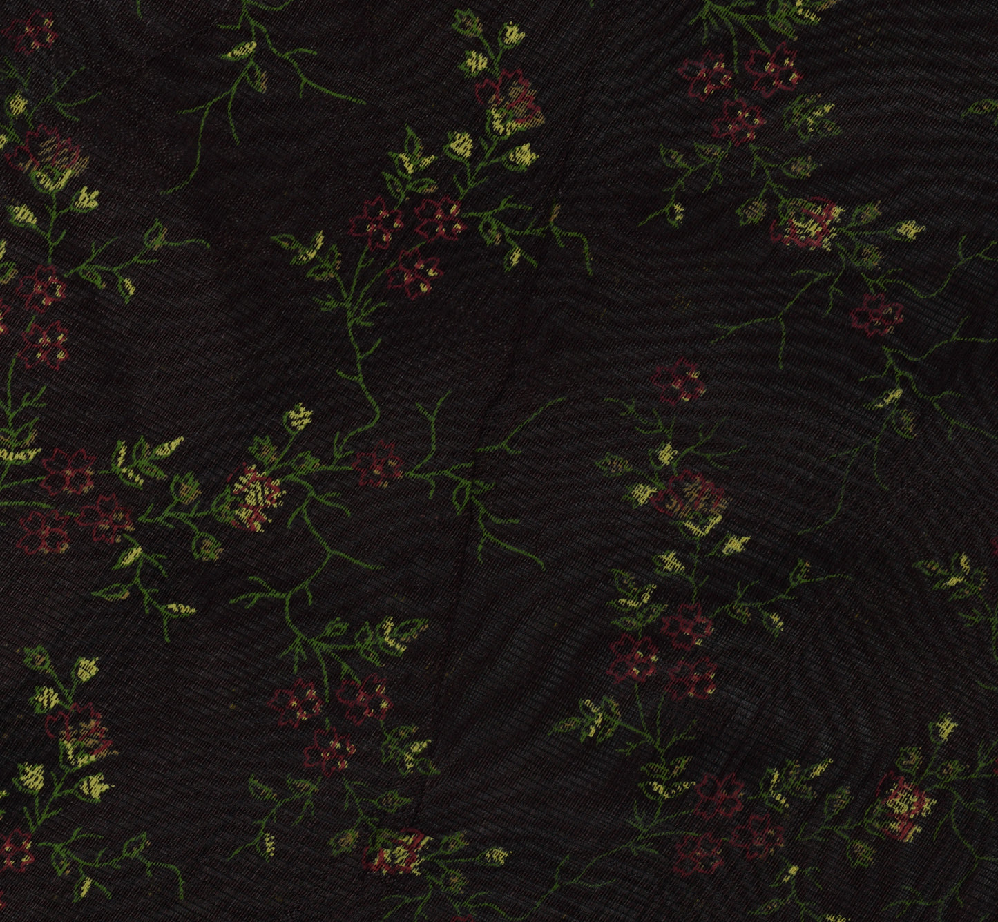 Sushila Vintage Brown Saree Pure Silk Printed Floral Indian 5 Yard Sari Fabric