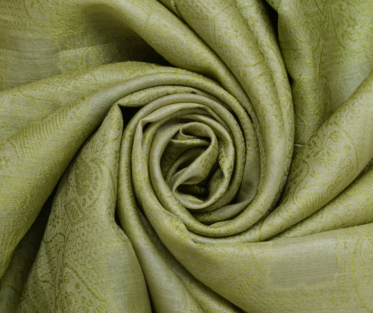 Sushila Vintage Green Sari Pure Silk Self Woven Floral Indian 5 Yard Sari Fabric