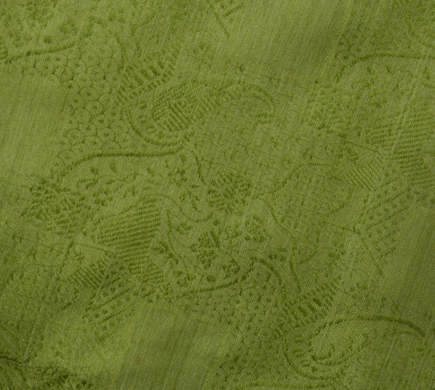 Sushila Vintage Green Sari Pure Silk Self Woven Floral Indian 5 Yard Sari Fabric