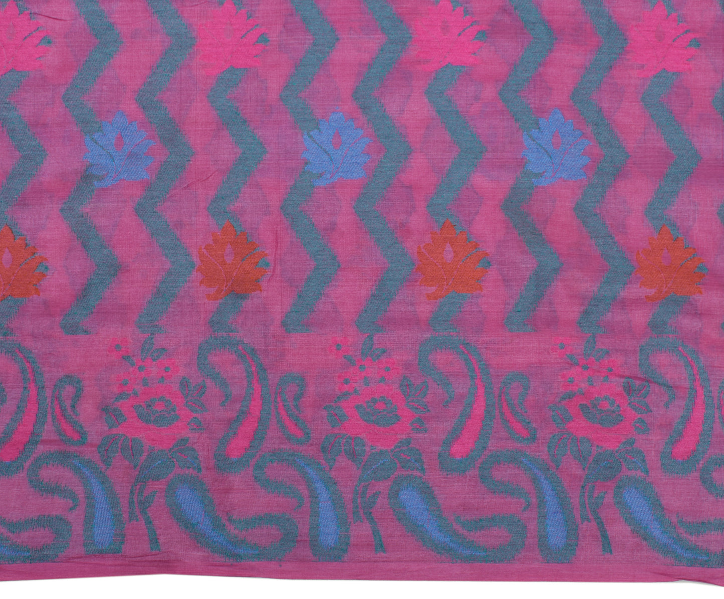 Sushila Vintage Magenta Saree 100% Pure Silk Woven Paisley Sari Craft Fabric