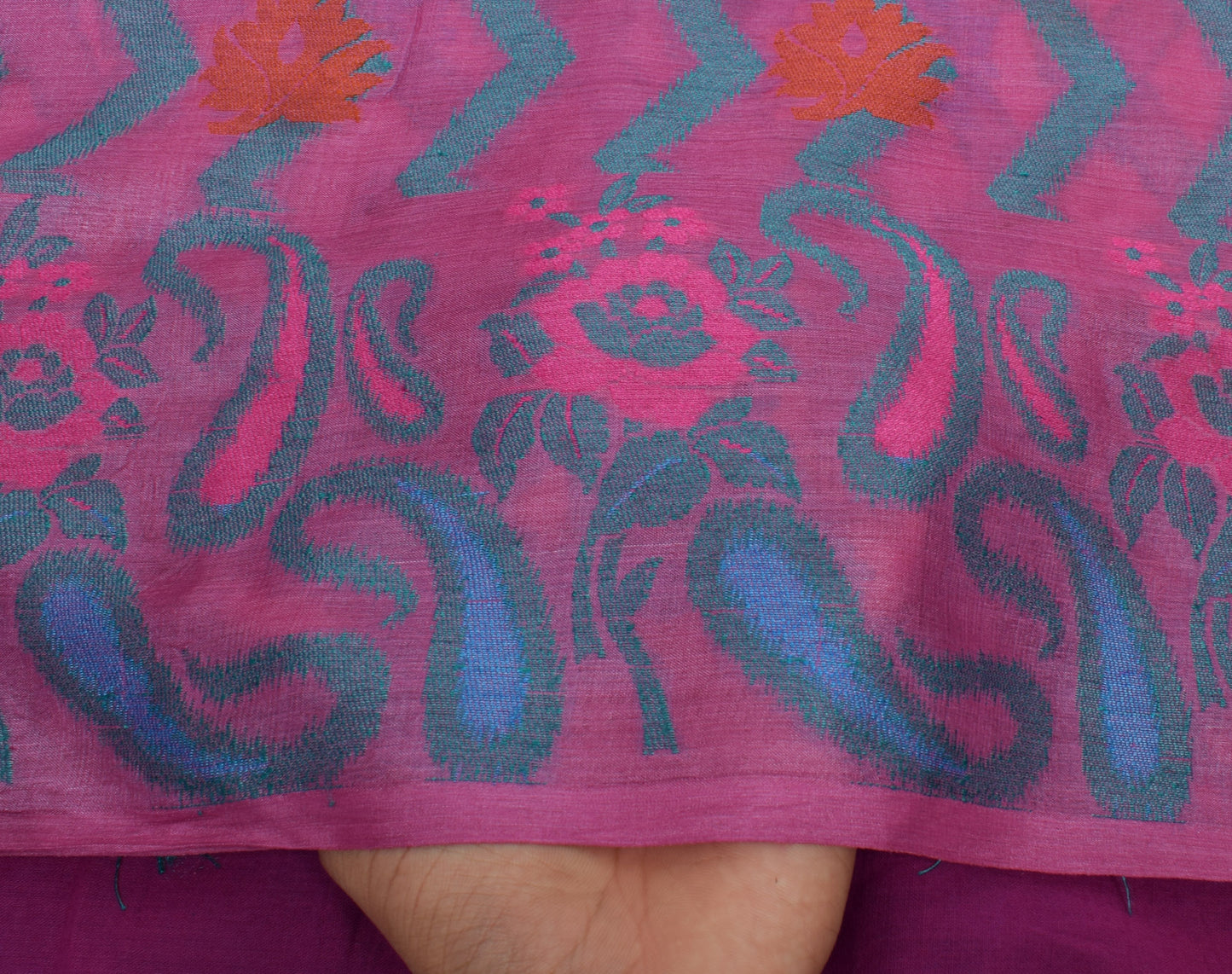 Sushila Vintage Magenta Saree 100% Pure Silk Woven Paisley Sari Craft Fabric