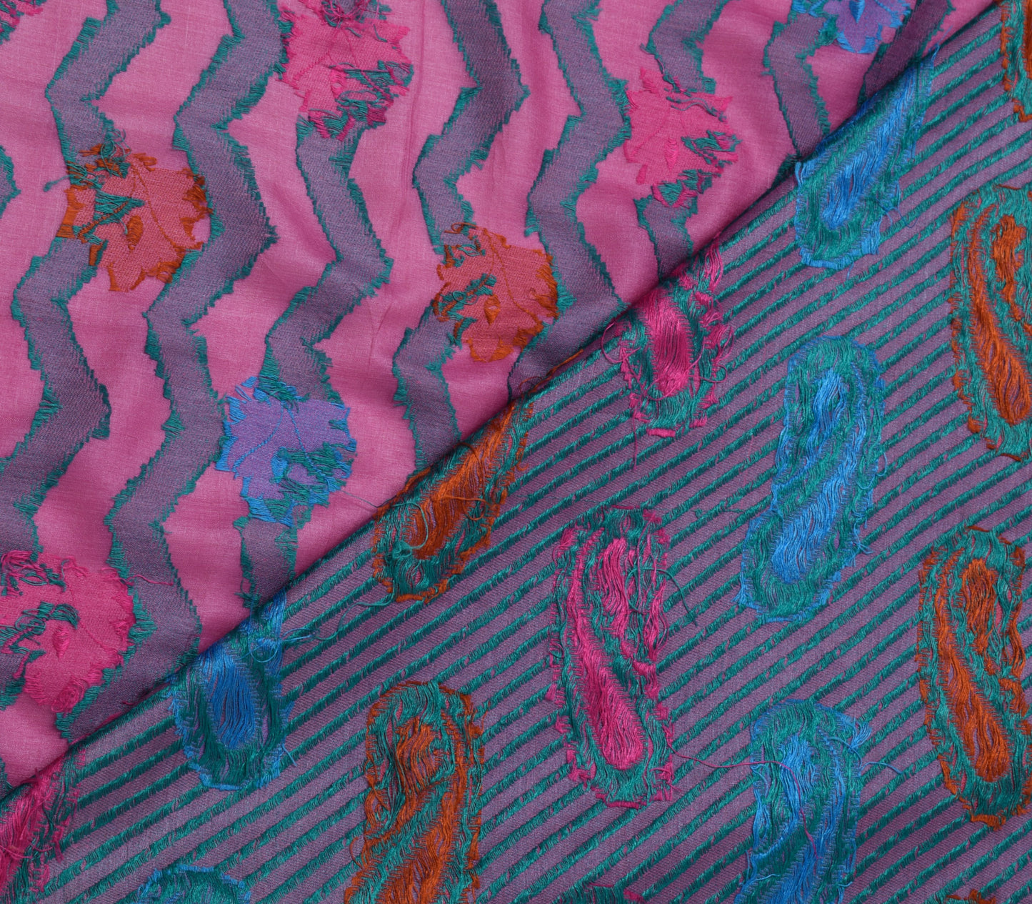 Sushila Vintage Magenta Saree 100% Pure Silk Woven Paisley Sari Craft Fabric