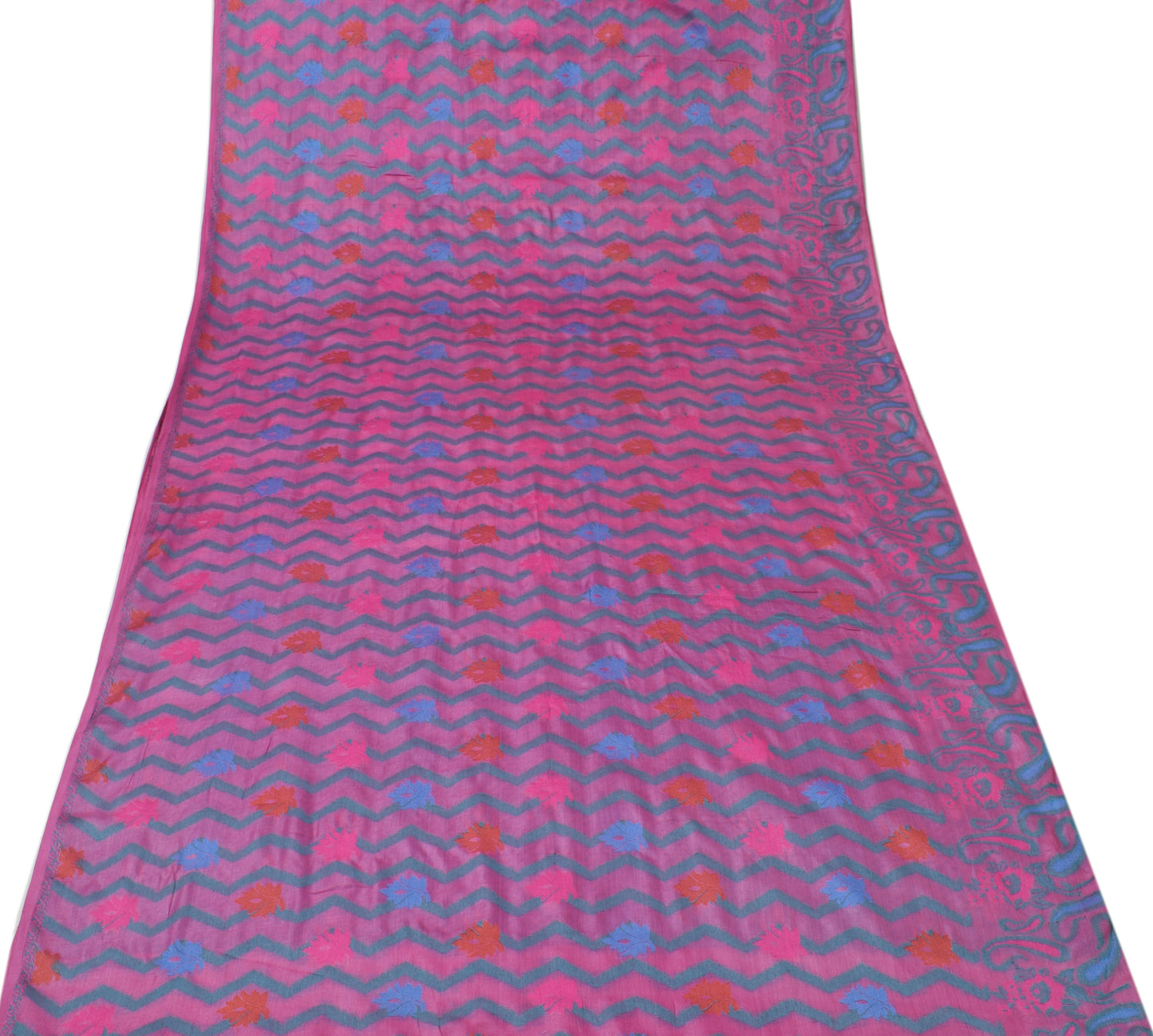 Sushila Vintage Magenta Saree 100% Pure Silk Woven Paisley Sari Craft Fabric