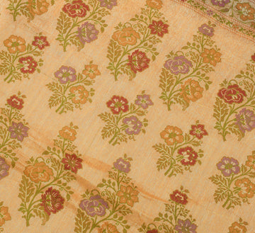 Sushila Vintage Maroon Saree 100% Pure Silk All Over Weaving Floral Sari Fabric