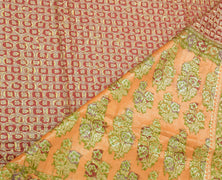Sushila Vintage Maroon Saree 100% Pure Silk All Over Weaving Floral Sari Fabric