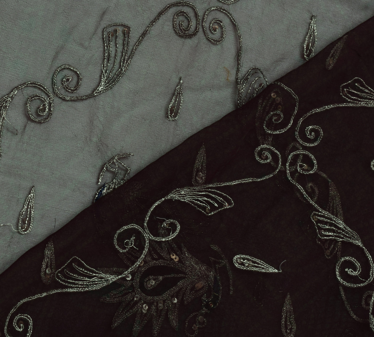 Sushila Vintage Brown Saree Blend Georgette Silk Embroidered Peacock Sari Fabric