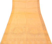 Sushila Vintage Cream Saree Pure Tissue Organza Silk Hand Beaded Sari Fabric