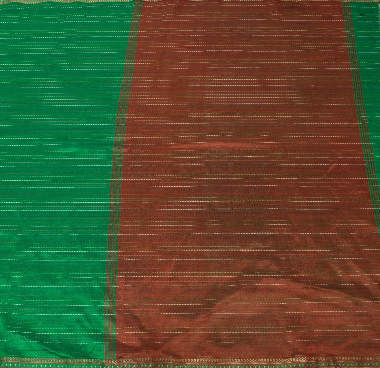 Sushila Vintage Green Magenta Saree Pure Silk Woven Indian Sari Craft Fabric