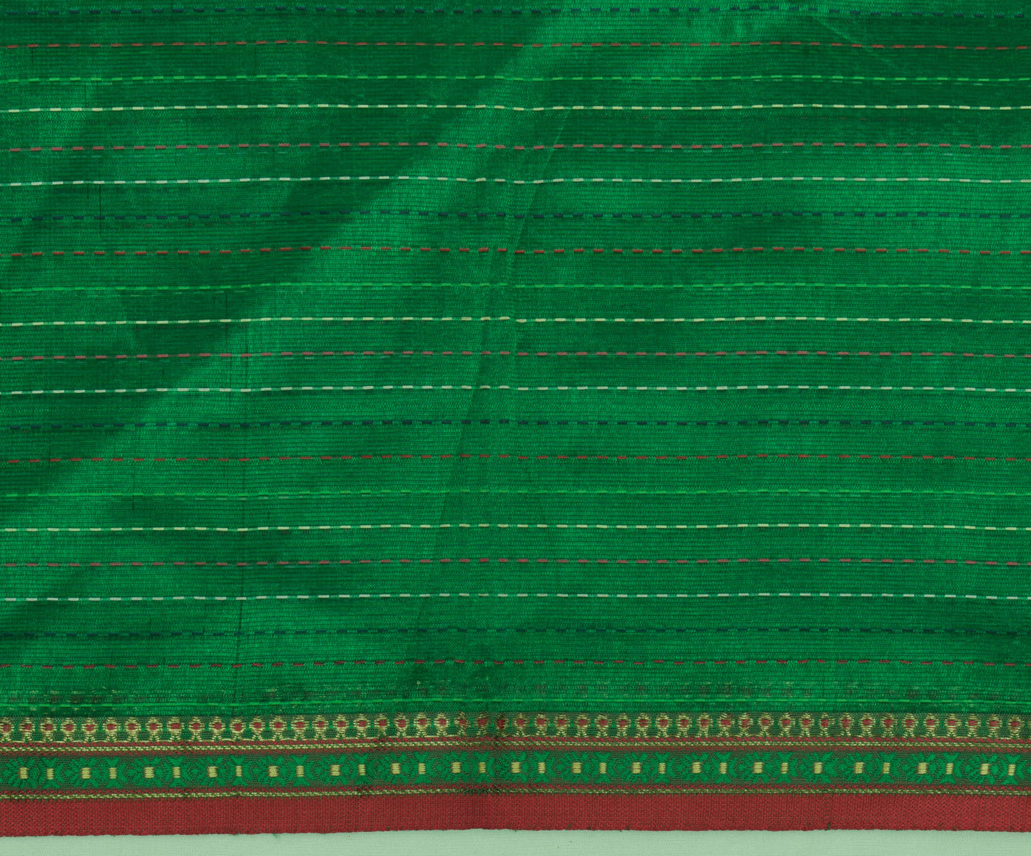 Sushila Vintage Green Magenta Saree Pure Silk Woven Indian Sari Craft Fabric