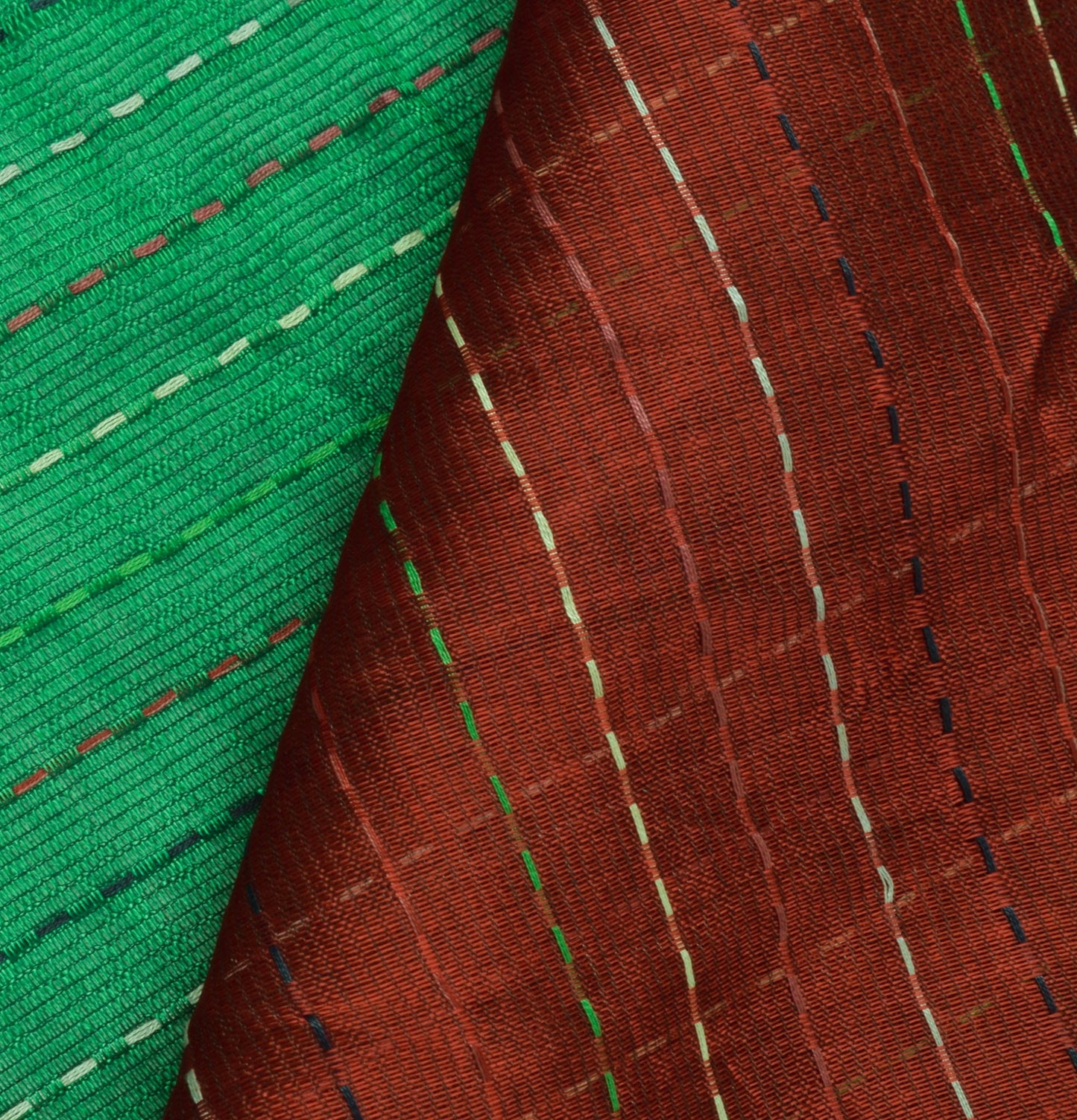 Sushila Vintage Green Magenta Saree Pure Silk Woven Indian Sari Craft Fabric