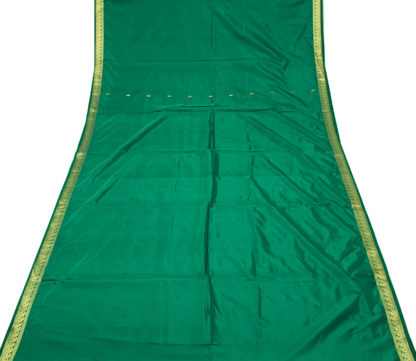 Sushila Vintage Green Saree Blend Silk All Over Zari Woven Paisley Sari Fabric