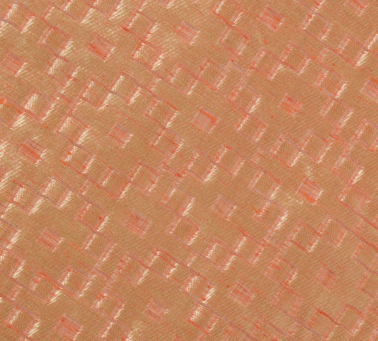 Sushila Vintage Peach Saree Pure Cotton All Over Woven Floral Sari Decor Fabric